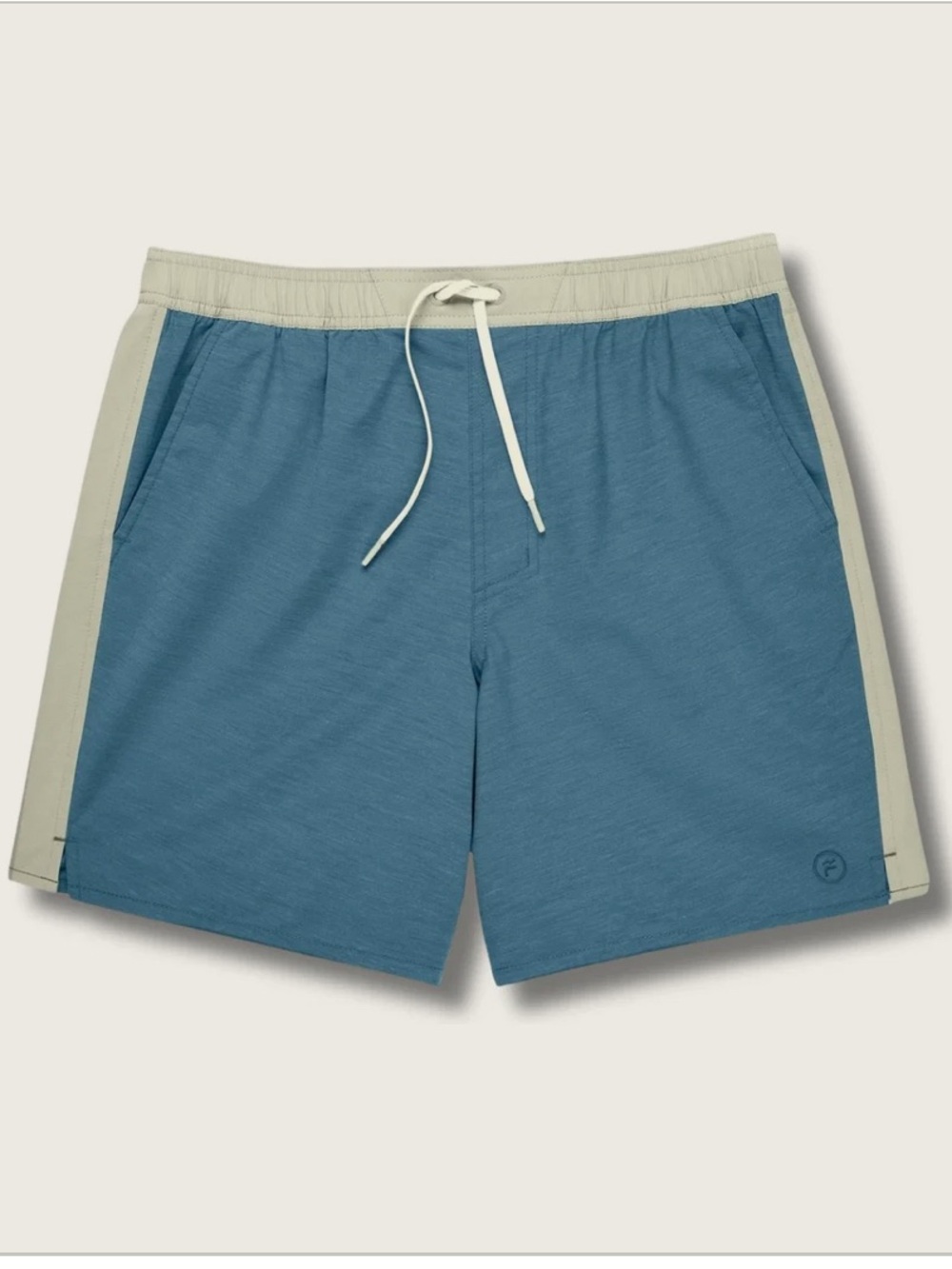 Free Fly Apparel Blue Athletic Shorts with Cream Waistband